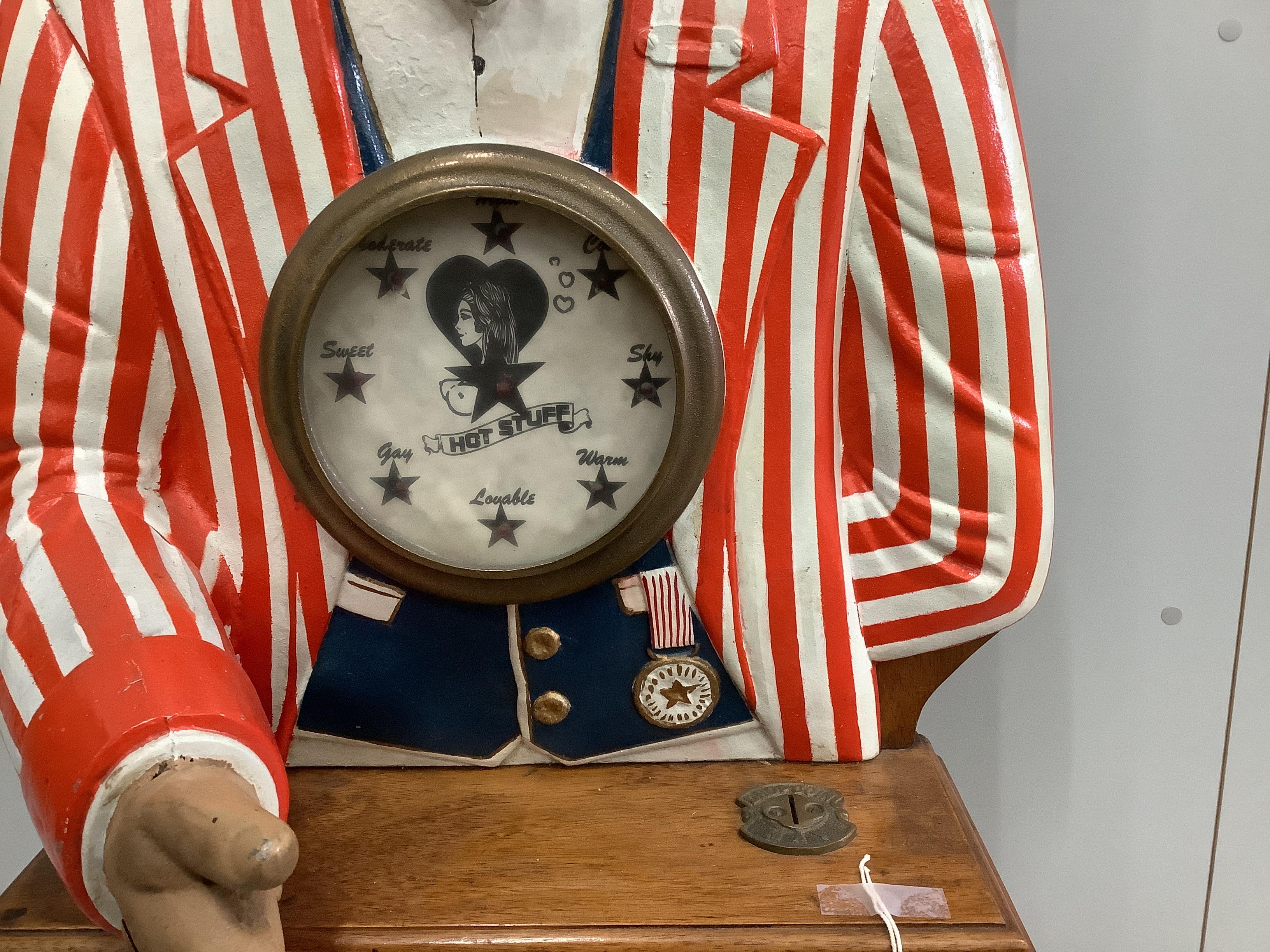 A vintage Uncle Sam Sex Appeal arcade game, height 194cm